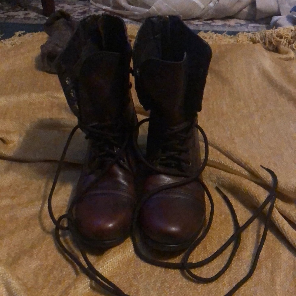 Brown lace up boots